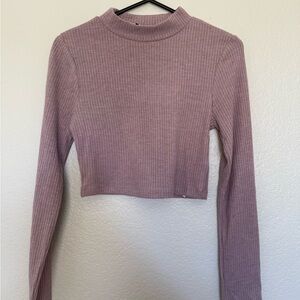Women's Ribbed Mauve Long Sleeve Top